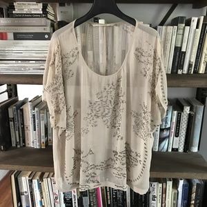 20’s Flapper Inspired Blush Pink Sheer Nougat London Top with Silver Beadwork SM